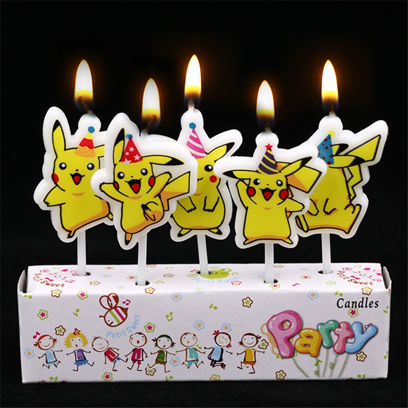 Holiday Candle Set - 5 stks/partij Pokemon Verjaardagstaart Kaars Kids