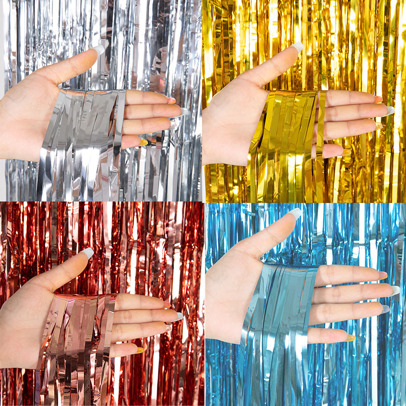 Tinsel Garland Decoration - Goedkope metallic tinsel franje gordijnen achtergrond
